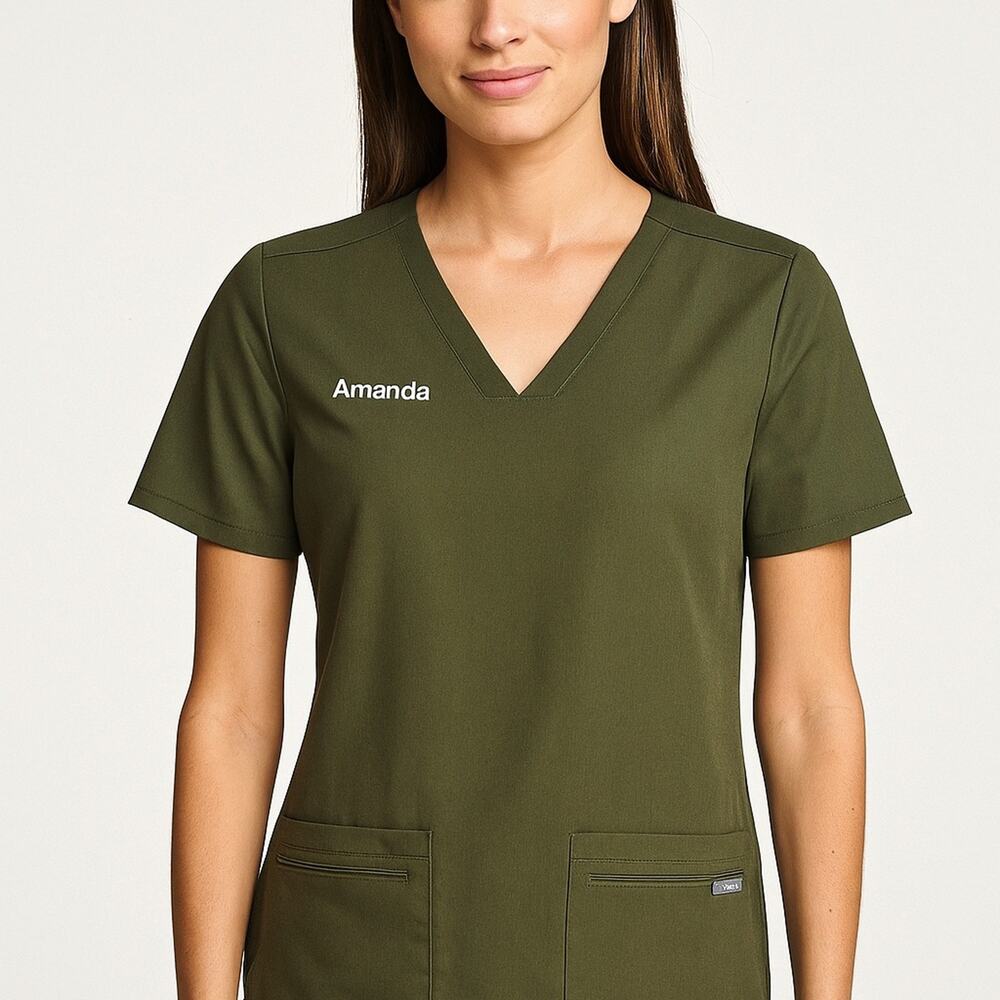 Figs Casma Technical Collection Scrub Top Women’s Medium Hunter Green